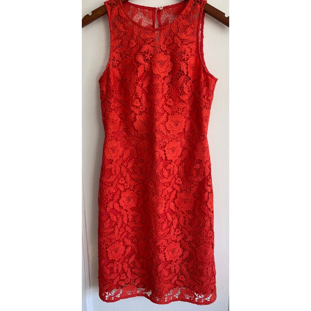 JCrew Collection Style A8182 Lace Sheath Poppy Orange Floral Women's 2